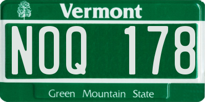VT license plate NOQ178