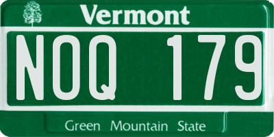 VT license plate NOQ179