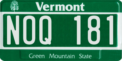 VT license plate NOQ181