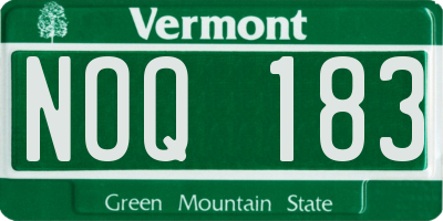 VT license plate NOQ183
