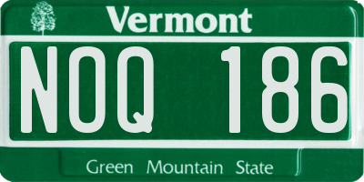 VT license plate NOQ186