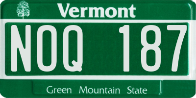 VT license plate NOQ187