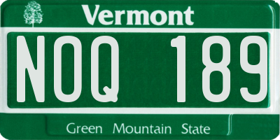 VT license plate NOQ189