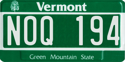 VT license plate NOQ194