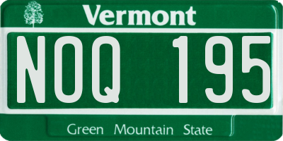 VT license plate NOQ195
