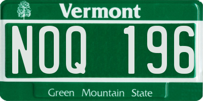 VT license plate NOQ196