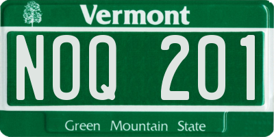 VT license plate NOQ201
