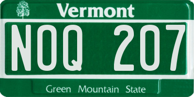 VT license plate NOQ207