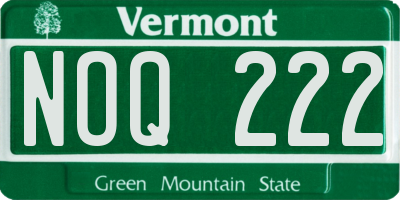 VT license plate NOQ222