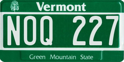 VT license plate NOQ227