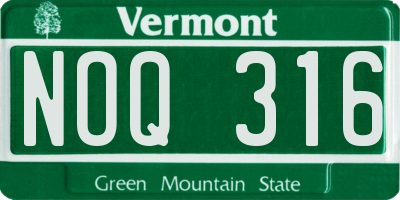 VT license plate NOQ316