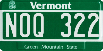 VT license plate NOQ322