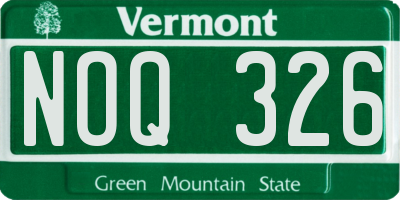 VT license plate NOQ326