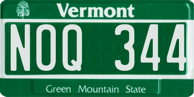 VT license plate NOQ344