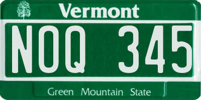 VT license plate NOQ345