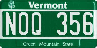 VT license plate NOQ356