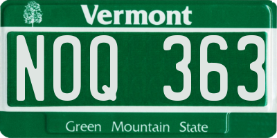 VT license plate NOQ363