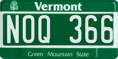 VT license plate NOQ366