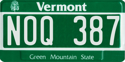 VT license plate NOQ387