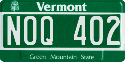 VT license plate NOQ402