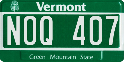 VT license plate NOQ407