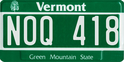 VT license plate NOQ418