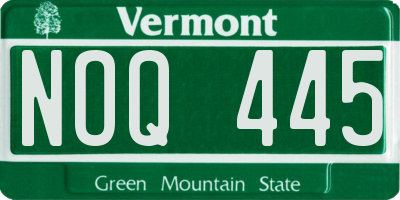 VT license plate NOQ445