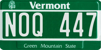 VT license plate NOQ447