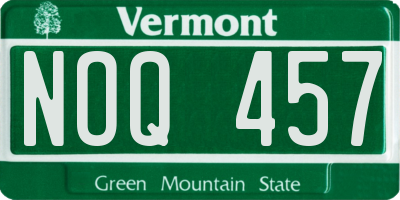VT license plate NOQ457