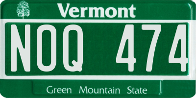 VT license plate NOQ474