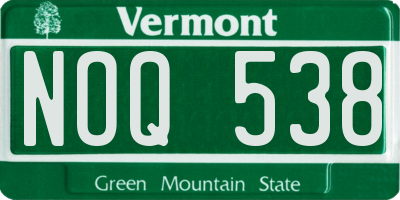 VT license plate NOQ538