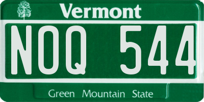 VT license plate NOQ544