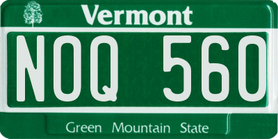 VT license plate NOQ560