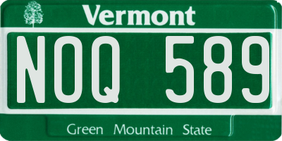 VT license plate NOQ589