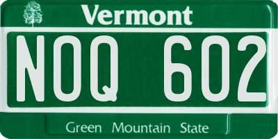 VT license plate NOQ602