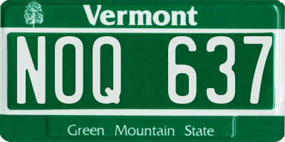 VT license plate NOQ637