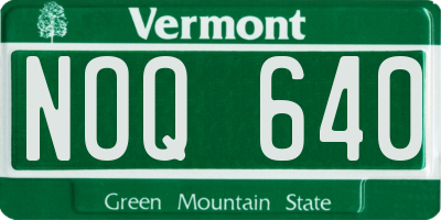 VT license plate NOQ640