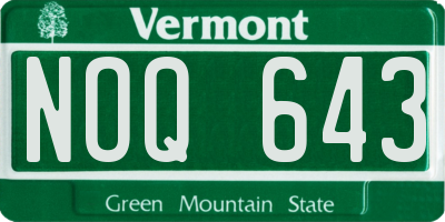VT license plate NOQ643