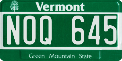VT license plate NOQ645
