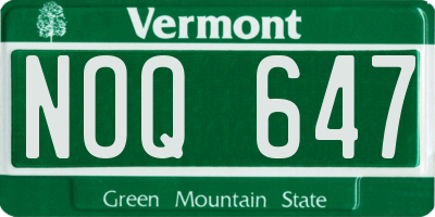 VT license plate NOQ647