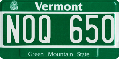 VT license plate NOQ650