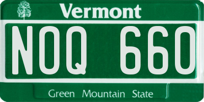 VT license plate NOQ660