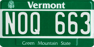 VT license plate NOQ663
