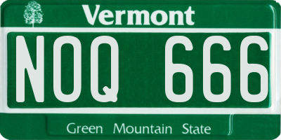 VT license plate NOQ666
