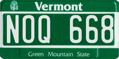 VT license plate NOQ668