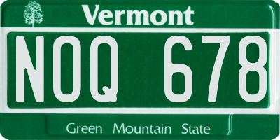 VT license plate NOQ678