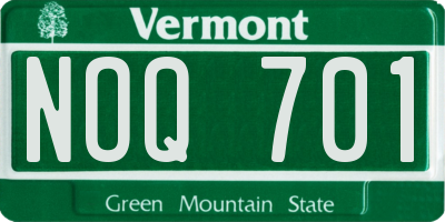 VT license plate NOQ701