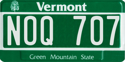 VT license plate NOQ707