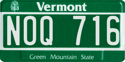 VT license plate NOQ716