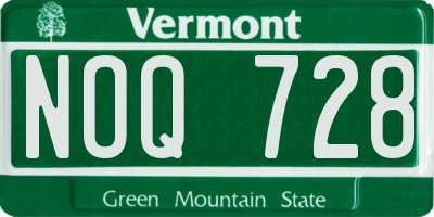 VT license plate NOQ728